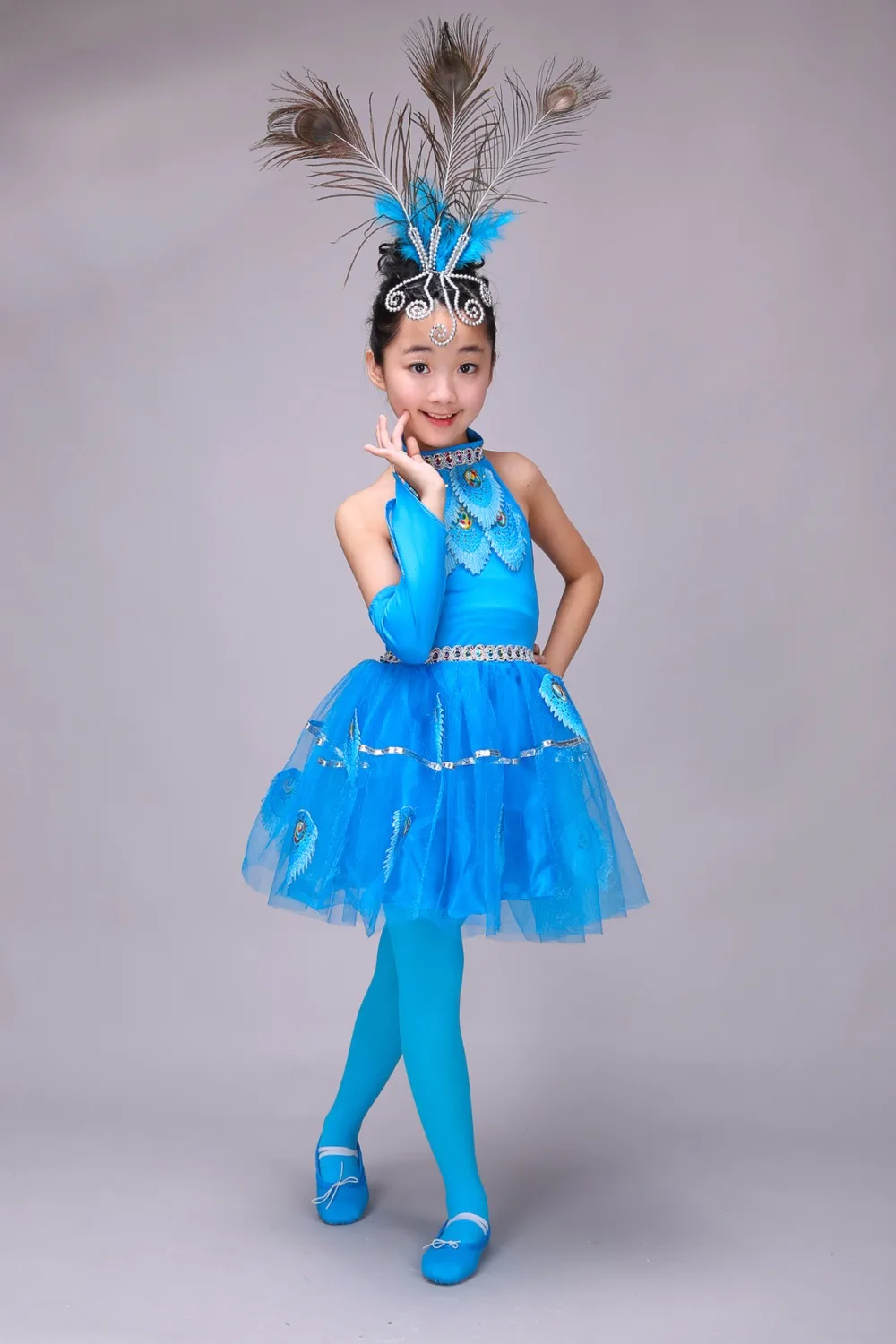 Новые детские костюмы; юбки для танцев для девочек; национальный танец павлина; одежда для выступлений(рост 90-160 см