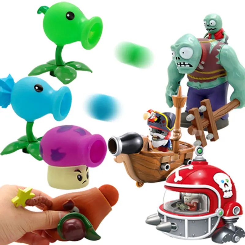 Toy Plant Vs Zombie Toy Legal Strategies Can Launch  Pea Shooter Metal Bucket Barricades Toys for Children Kid Toys Action