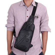 font b Men b font High Quality Leather Cowhide Fashion Chest Pack Sling Back Pack