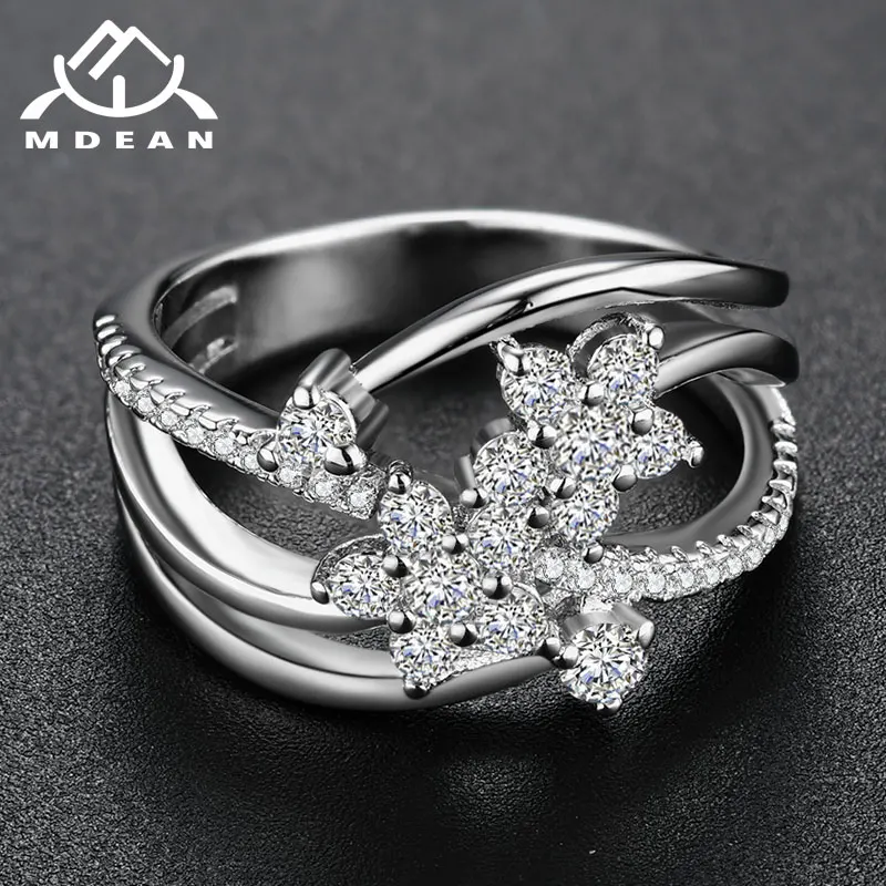 

MDEAN White Gold & Rose Color Round AAA Zircon Wedding Rings for Women Wedding Jewelry accessories Bague Bijoux Size 6-9 H1425