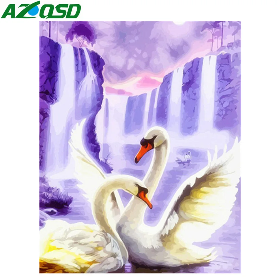 

AZQSD Diamond Painting Swan Animal Handmade 5d Diy Home Decor Diamond Embroidery Scenery Full Drill Picture Of Rhinestones