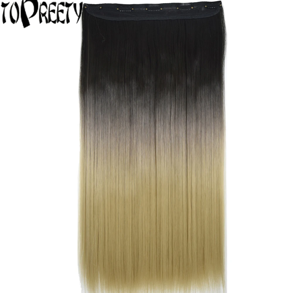 Hair-Extensions Synthetic-Hair Heat-Resistant Clip-In Straight Ombre-Colors TOPREETY