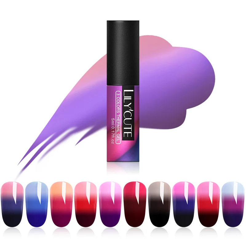 

LILYCUTE 5ml Thermal UV Gel Polish 3-layers Temperature Color Changing Soak Off Nail Art Gel Lacquer