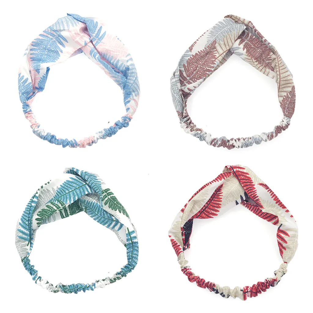 

Women lovely printing headbands Elastic Turban Twist Knot Pattern headband elegant silky beach Headband Banda de nudos