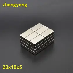 5 шт. 20 мм x мм 10 мм x 5 мм класс Блок Неодимовый магнит 20*10*5 супер сильный кубовидной редкоземельных магнитов 20x10x5