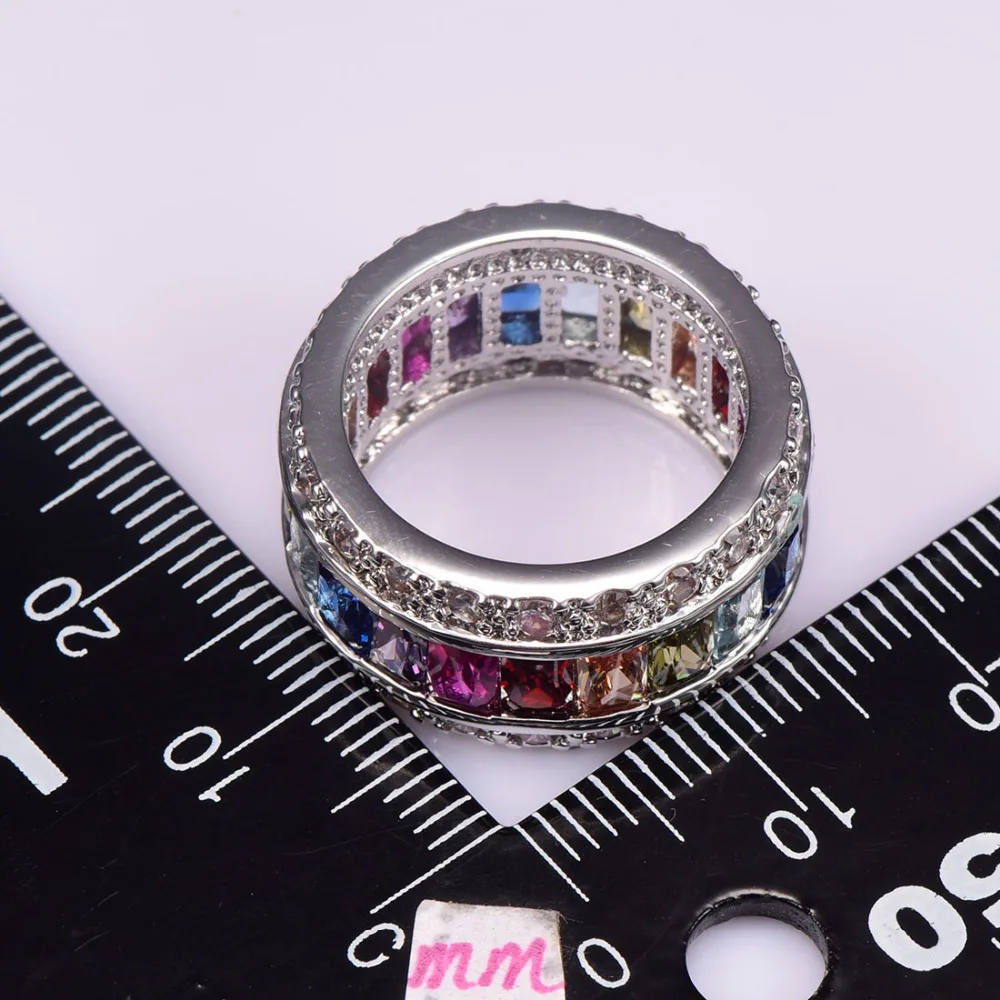 Weinuo-Bague en cristal multicolore pour femme, argent regardé 925, vente en gros au détail, offre spéciale, taille 6, 7, 8, 9, 10, 11, 12