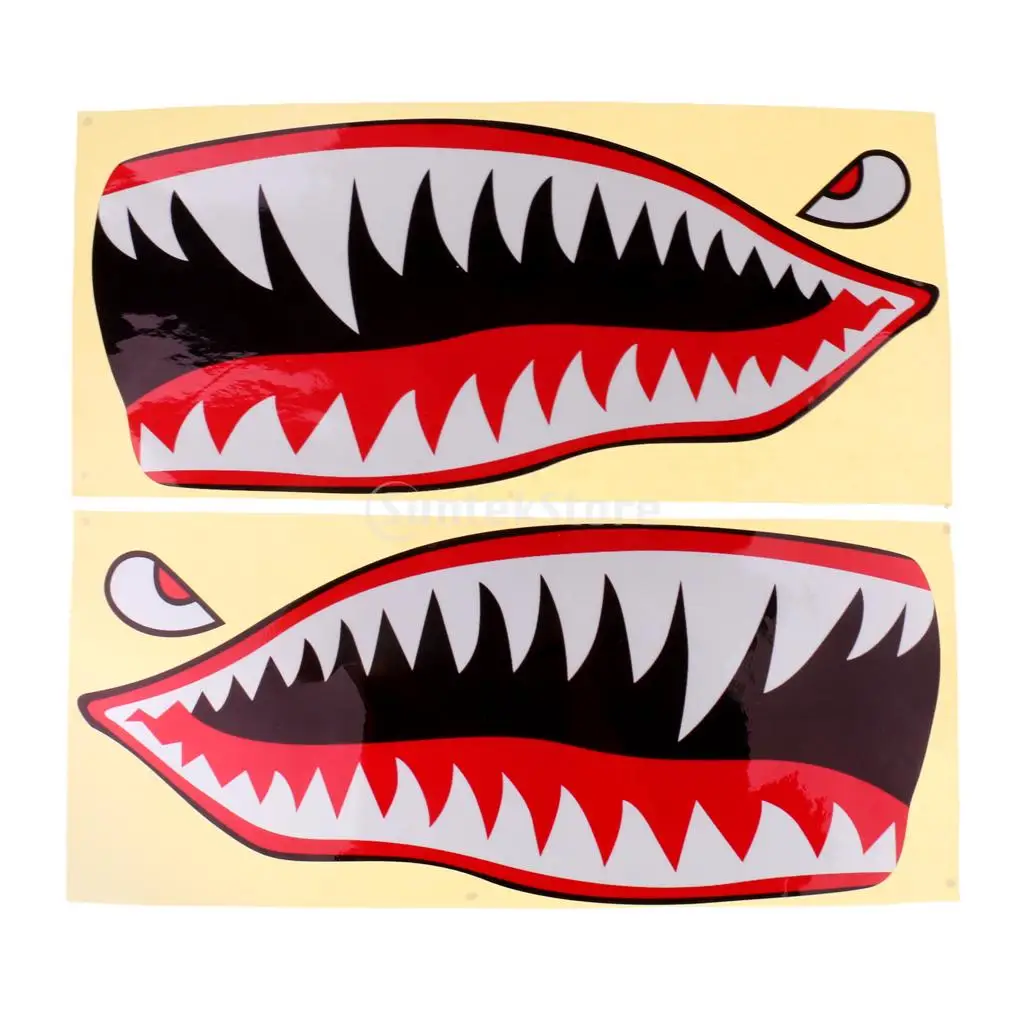 2Pcs 42x18cm Waterproof Shark Mouth Teeth Decals Sticker Fishing Boat Canoe Car Truck Kayak Graphics Accessories