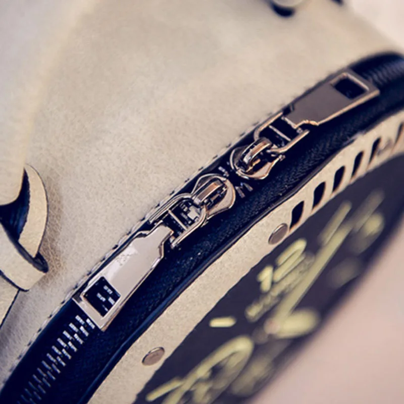 New Women Tassel Clock Shoulder Bag INS Popular Fashion Female Circle Handbag Mini Travel Lady Rivet PU Handle Crossbody SS3483 (10)
