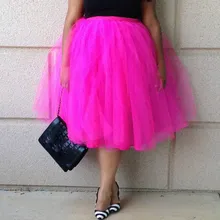 Женская летняя однотонная плиссированная юбка из тюля, большие размеры, уличные вечерние юбки, повседневная бальная юбка