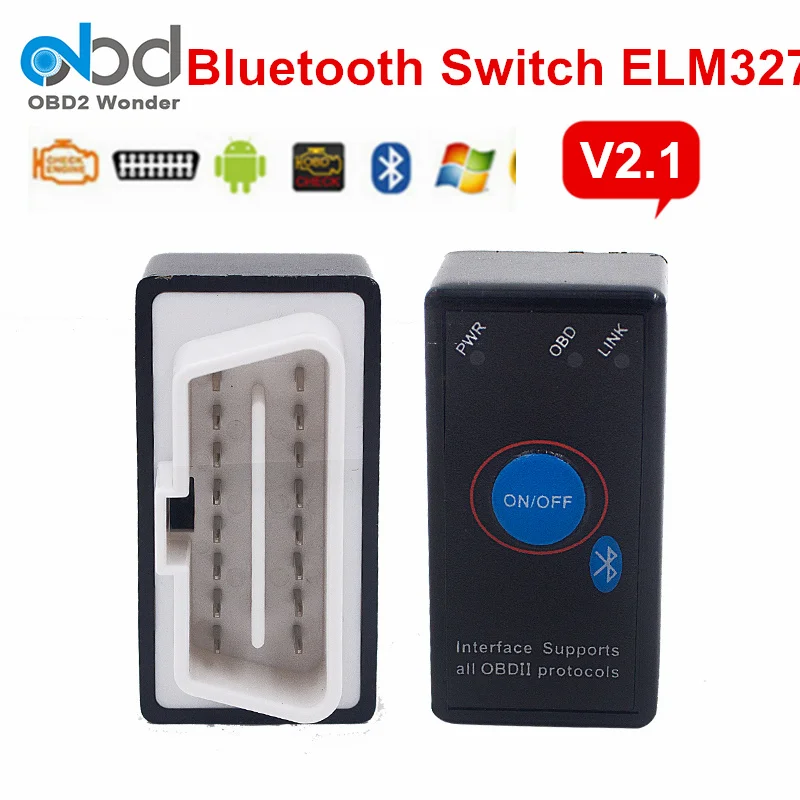 Супер Мини ELM327 Переключатель V2.1 OBDII сканер ELM 327 OBD2 автоматический считыватель кодов 2,1 Версия Поддержка OBD 2 протоколы включения выключения