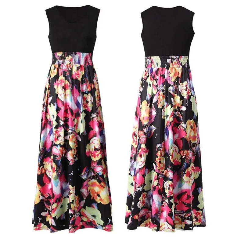 Fashion summer dress 2018 beach dress Women Boho Maxi Summer Beach Long Cocktail Party Floral Dress vintage dress vestido J08#N (5)
