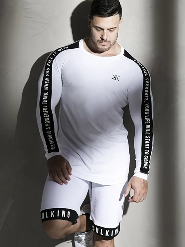 

New Bulking T-Shirt Men Tight Tshirt Cool Breathable Patchwork T Shirts Mens Gyms Fitness Bodybuilding Casual Top Brand Clothing