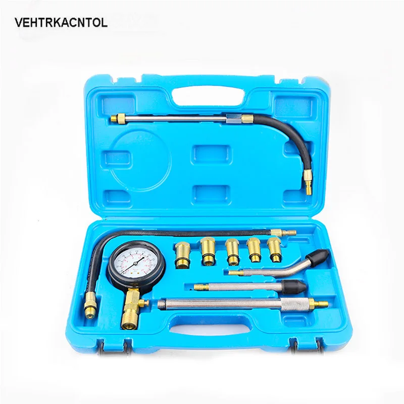 

VEHTRKACNTOL Truck Car Petrol Gas Engine Cylinder Pressure Gauge Meter Compression Pressures Leak Tester Full Set