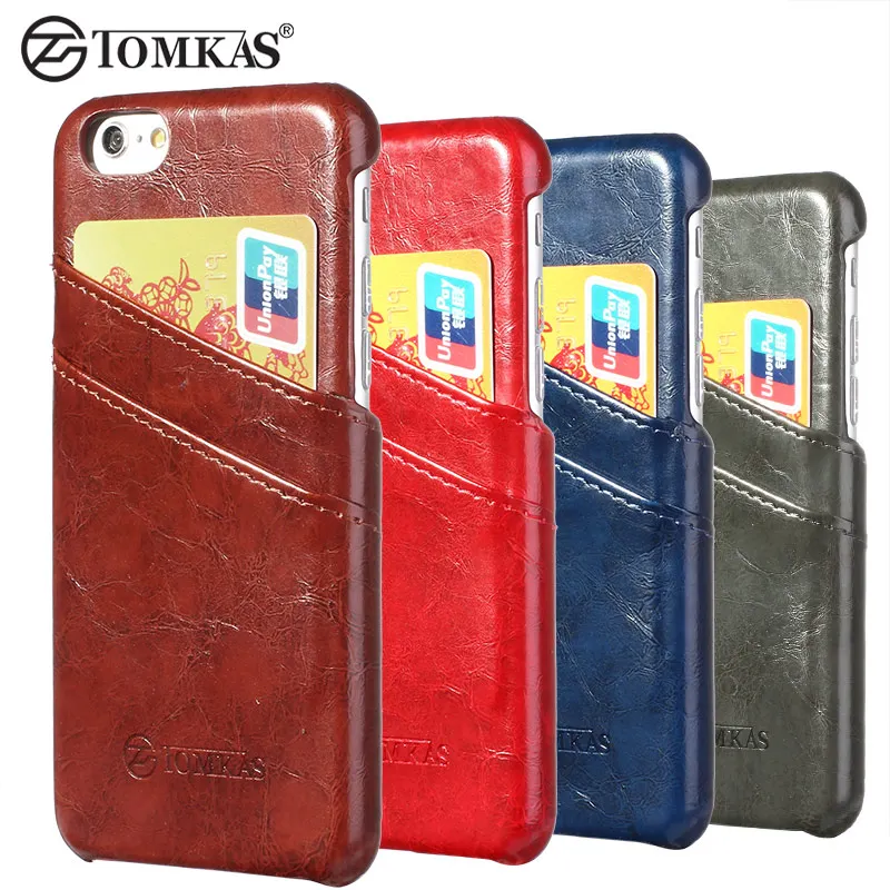 

Cover Case For iPhone 7 / 7 Plus Phone Wax PU Leather With Card Holder Back Cover For Apple iPhone 7 / 7 Plus Bag Cases TOMKAS