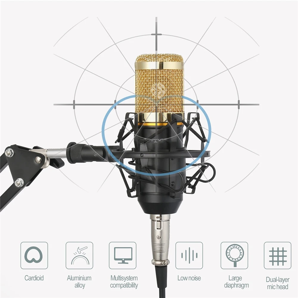 Горячая Распродажа, профессиональный BM-800 конденсаторный микрофон BM 800 Cardioid Pro Audio Studio Vocal recording Mic+ стоячий держатель