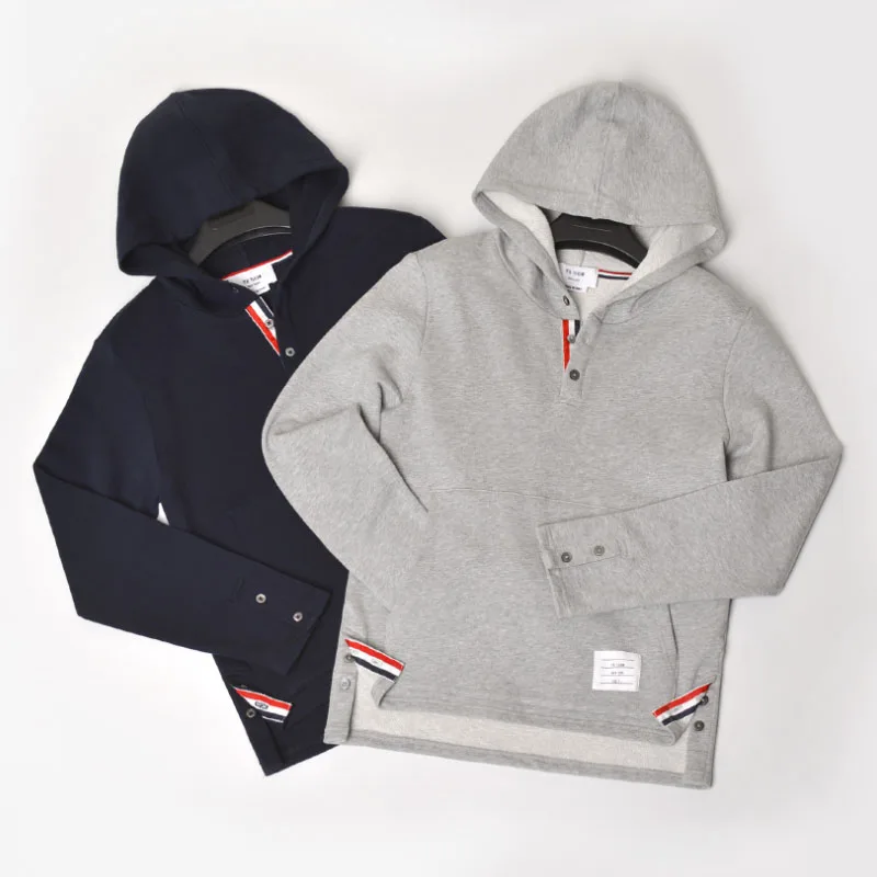 

2019 Fashion TB THOM Brand Hooded Clothing Cotton Jacket Men Women Sweatshirts Hoodies Solid Couple Casual Sportswear Coat