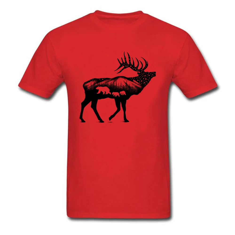ELK 100% Cotton Fabric Tshirts for Boys Short Sleeve Cool Tops T Shirt Graphic Summer O Neck T-Shirt Normal Wholesale ELK red