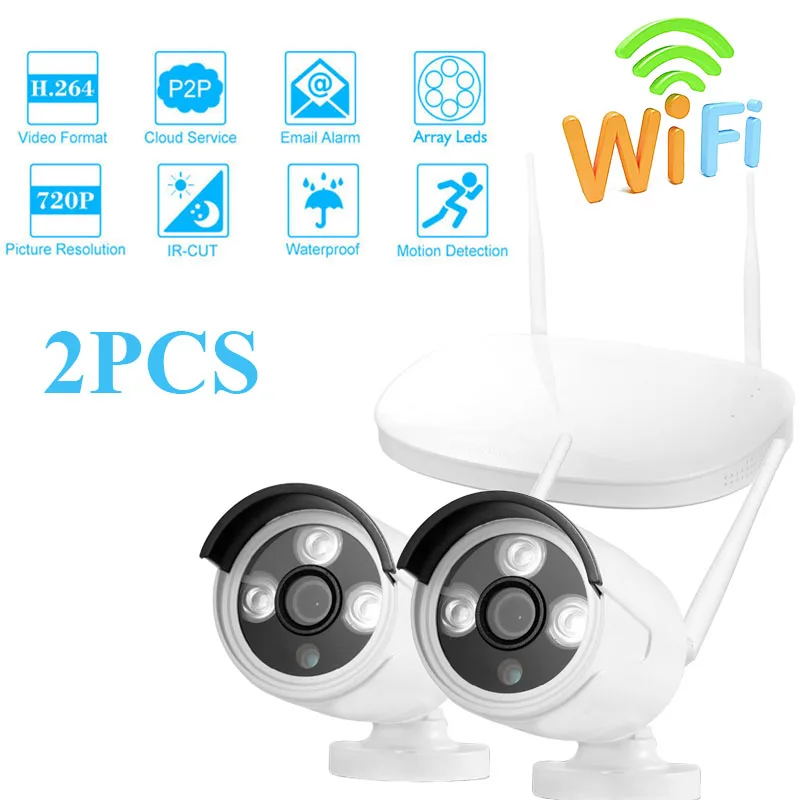 

2CH 720P 960P Wifi CCTV Camera System Wireless 2pcs 1MP 1.3MP Waterproof IP Camera Outdoor Security Kit Video Surveillance Kit