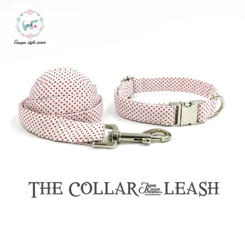 

Red Little Dot Dog Collar and Leash Set Dog &Cat Necklace and Dog Leash Pet Accessories Adjustable Cotton Wedding Dog Collar
