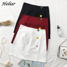 HELIAR/Однотонная юбка-карандаш на пуговицах, Пляжная микроюбка в Корейском стиле, сексуальная тонкая женская облегающая юбка для вечеринок, черные женские юбки