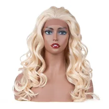 JINGFA блондинка естественная волна Синтетический синтетические волосы на кружеве Искусственные парики Высокая термостойкие волокно вол