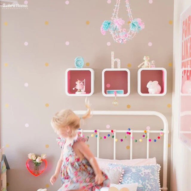 gold polka dots wall sticker baby nursery stickers children
