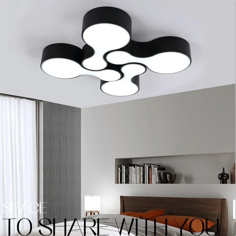 

Modern minimalist personality creative bowling black and white combination shaped iron LED ceiling lamp living room bedroom lamp