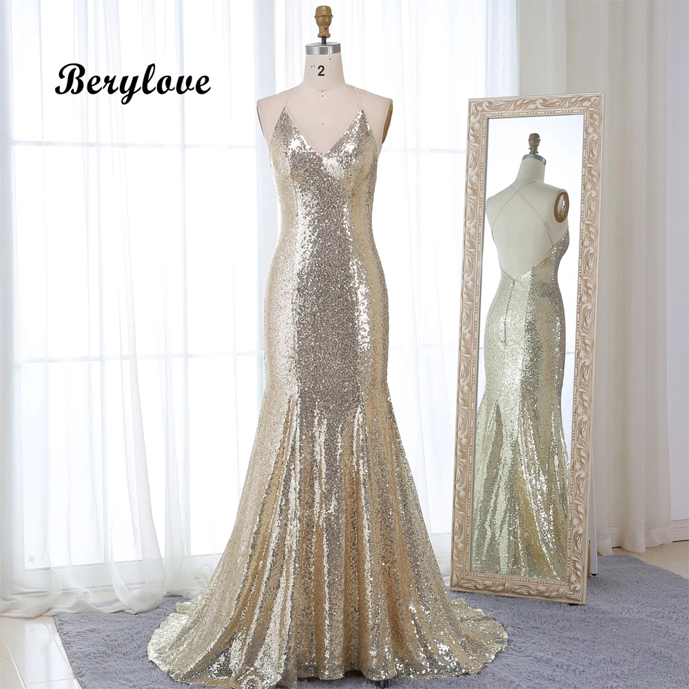 champagne mermaid evening gown