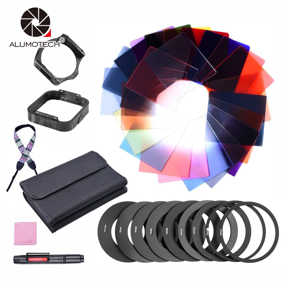 

ALUMOTECH Holder Adapter 12 Full Color Filter and 12 Graduated Filter Kit For Camera Color
