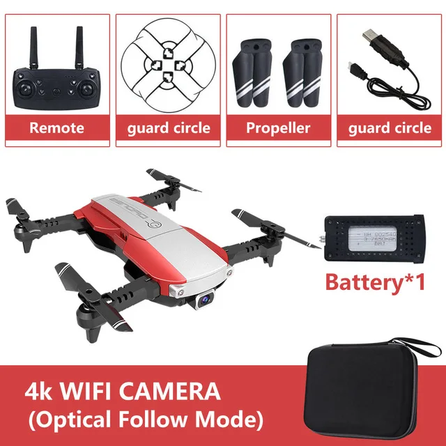 Лучшая цена 16MP 4K HD камера Wi-Fi FPV дрона с дистанционным управлением складной оптический поток удержания высоты RC Quadcopter 6-axis gyro rc Дрон вертолет - Цвет: Red 4K 1B