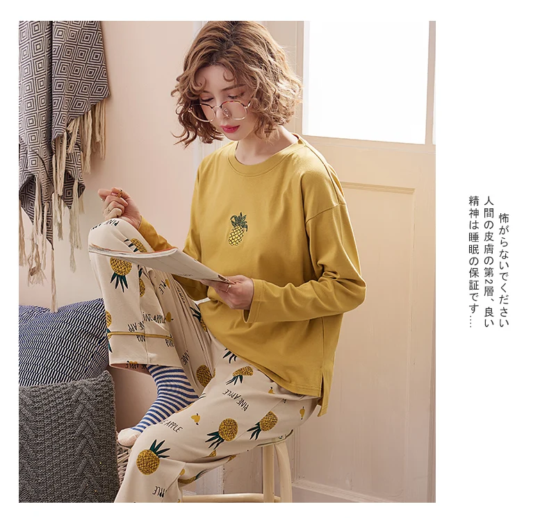 J & Q Loungewear для женщин 2019 Новинка весны Coton Pigiami Donna милые девушки Pj комплект пижамы для женщин Мода женская пижама комплект Хлопковая пижама