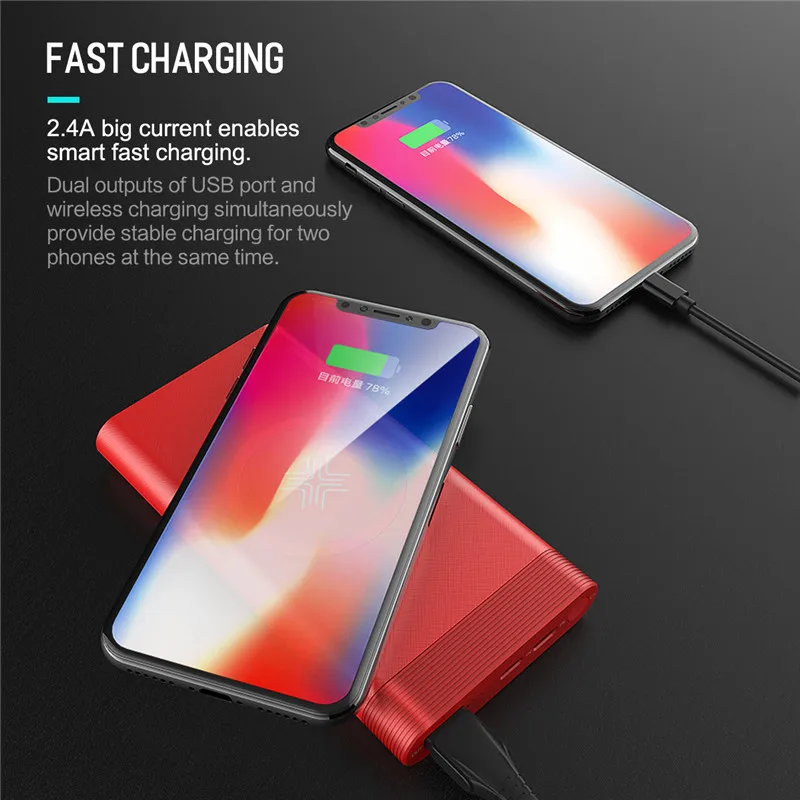 ROCK 10000mah QI Wireless Charger Power Bank External Battery Built-in Powerbank Portable Charger for Samsung S9 S8 ROCK 10000mah QI Wireless Charger Power Bank External Battery Built-in Powerbank Portable Charger for Samsung S9 S8