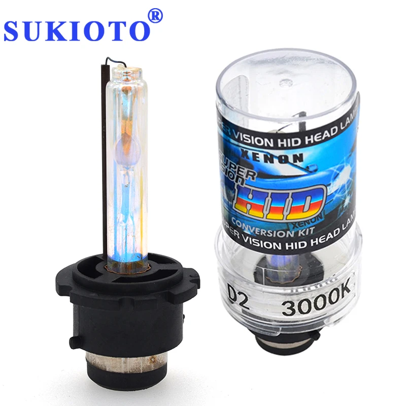 SUKIOTO AC 35W 55W HID D2S Xenon D4S Bulb Yellow H1 H3 H11 3000K xenon H7 Deep Blue HB3 HB4 D2H 4300K-12000K Car Headlight bulbs (2)