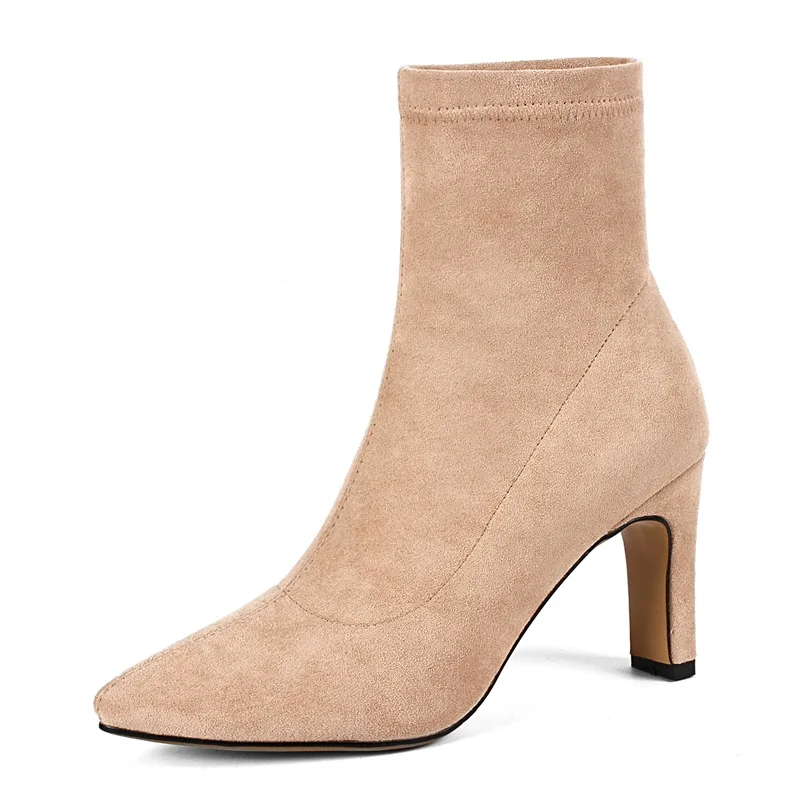 Chaussons Flock Hauts Chaussures Dames Supérieure Élégante Bottines Talons Femmes Mode Taille Qualité Lady Robe De Égérie Grande Mariage Newset black Apricot xZq7nXtPn