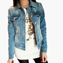 Fashion 2014 Autumn Frayed Vintage Women’s Jeans Loose Denim Jacket Women Short Jean Jacket Jackets For Women Outwear Z8