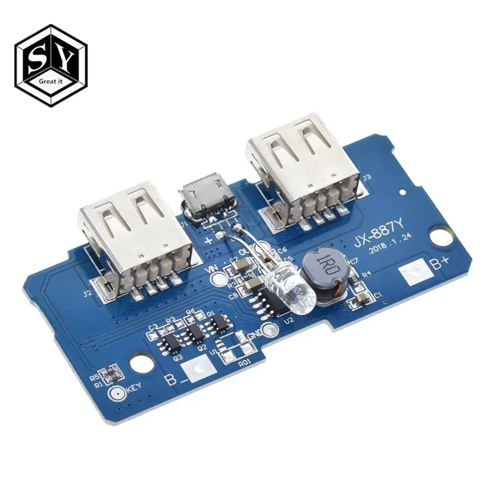 18650 Dual Micro USB 3 7 В до 5 2A Boost Мобильный Внешний аккумулятор DIY литиевая батарея