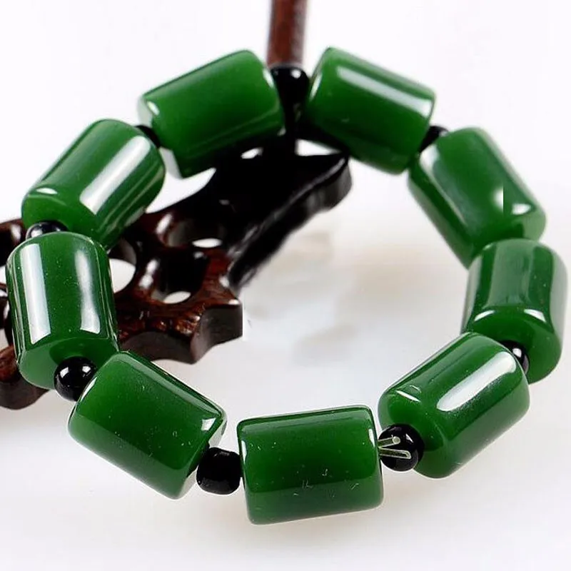 

TNUKK Natural green stone Barrel beads Handmade original design Bracelet men and women gifts jewelry.