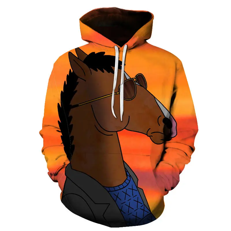 

BoJack Horseman Compression Hoodies Men Lady Funny 3D Design Pullover Hoodies Man Brand Designer Hip Hop Men Sweatshirt Clothes