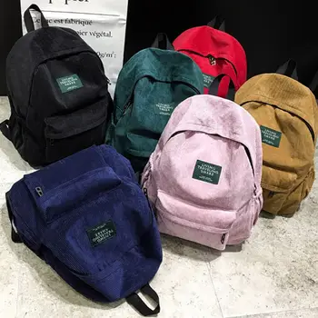 

2019 Women Fashion Girls Youth Teenage Shoulder Hot Sales Korean Style Corduroy Backpack Student School Bag Travel Bags
