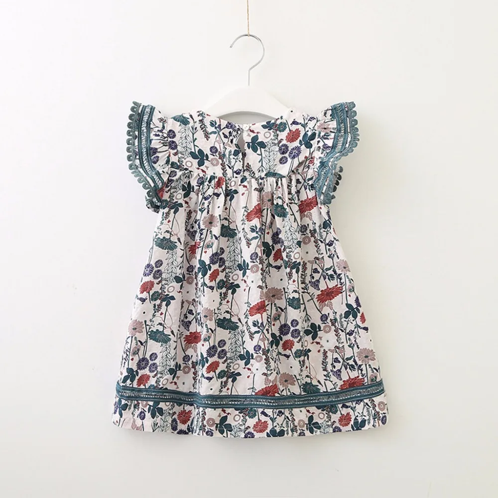 newest summer Dress Toddler Kids Baby Girls Clothes Lace Floral Printing Party Princess Dresses 0117