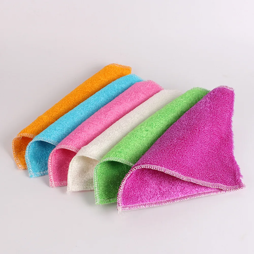 

6pcs/set natural environmental bamboo fiber cleaning cloth kitchen washing dish chiffon de nettoyage pano de limpieza