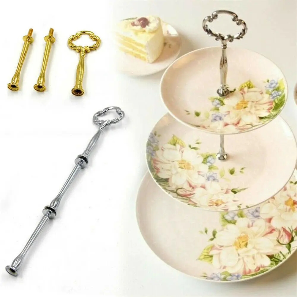 

1 Set 3 Tier Handle Party Decor Cake Cupcake Holder Mini Plate Stand Rod Hardware Afternoon Tea Wedding Plates Party Tableware