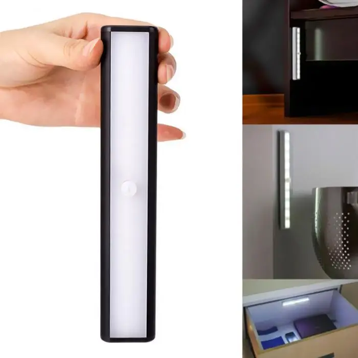 Motion Sensor Light USB Rechargeable 10 LED Lights for Wardrobe Stair Hallway Cabinet@8 WWO66