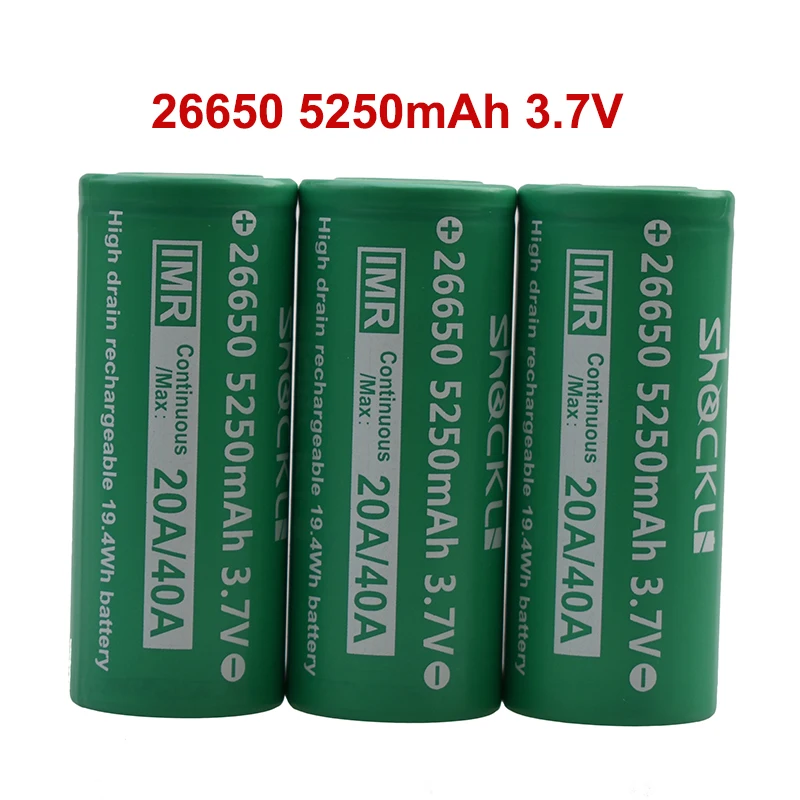 Shockli 26650 5250mAh 3,7 v литий-ионная аккумуляторная батарея 30A 40A 26650 литиевая батарея для фонариков высокой мощности