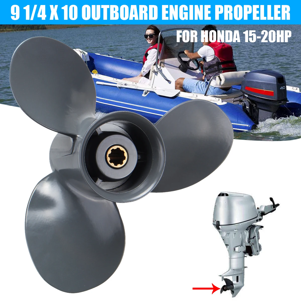 15-20HP 9 1//4 x 10 Size Engine Propeller For Marine Boat Suzuki Outboard