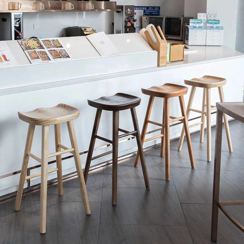 

Nordic Bar Stool Modern Minimalist Bar Chair Solid Wood Home Creative Bar Chair Fashion High Stool