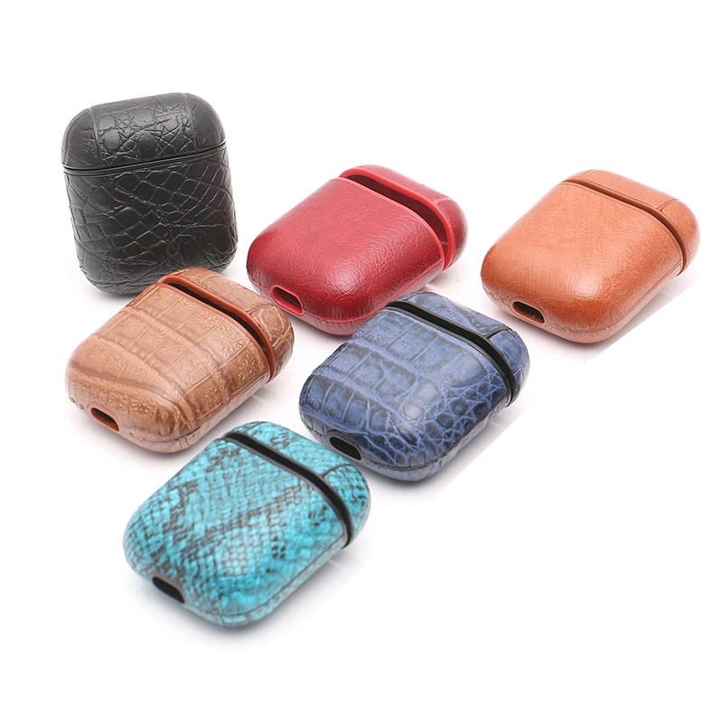 

Leather PU Bluetooth Headset Cover For Airpods Apple Protection Case Business Wireless Earphone Leather Box Earbuds Bag