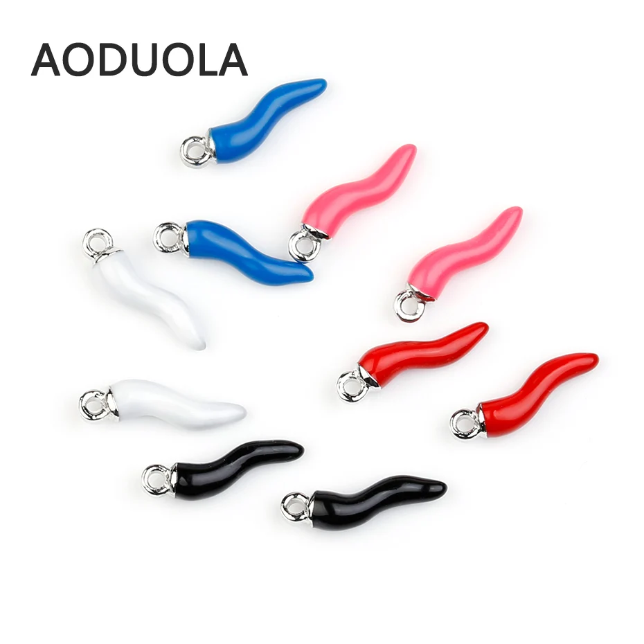 

10 PCS a Lot Red Enamel Chilli Charms Pendant Silver Plated with Customized Enamel Color Charm Pendants