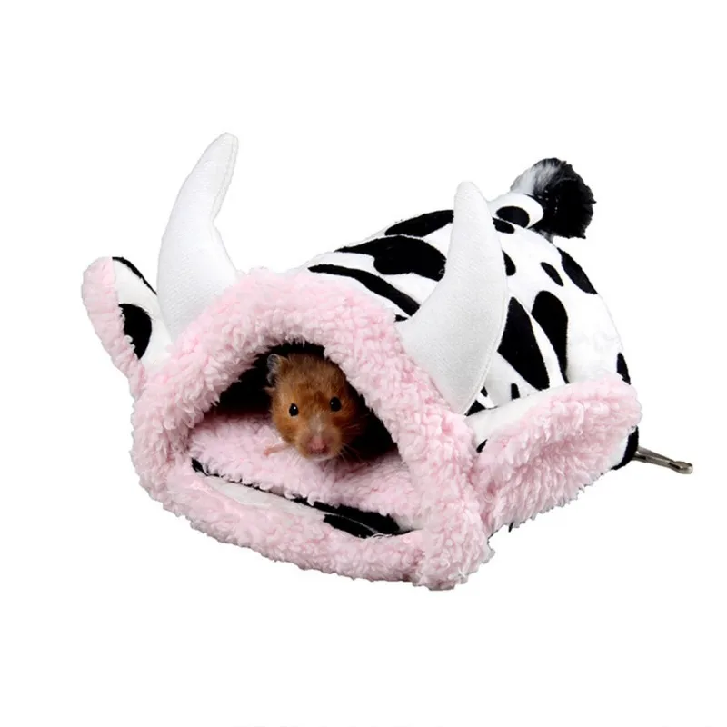 

Plush Soft Hamster Guinea Pig House Bed Cage Cow Shaped Mini Animal Mice Rat Nest Warm Bed Hamster House Small Pet Products