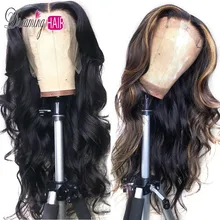 1b 4 27 цветов кружевные передние человеческие волосы парики с детскими волосами бразильские объемные волны Remy Предварительно сорванные 13X6 Омбре человеческие волосы парики мечты